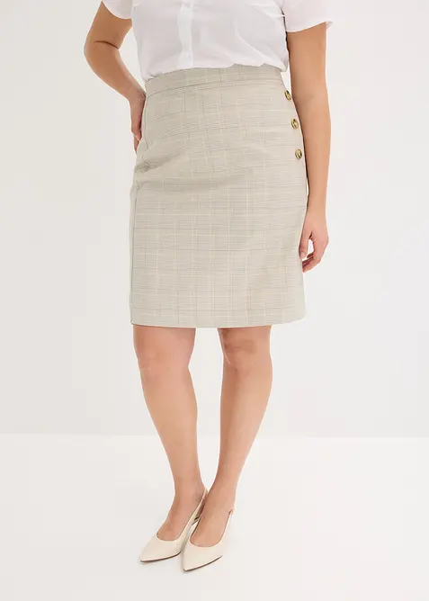 Glencheckrutig pennkjol, bonprix