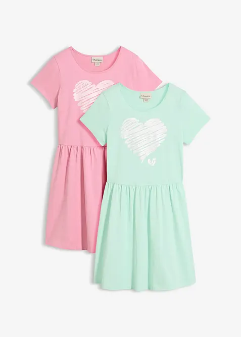 Jerseykl&auml;nning i ekologisk bomull (2-pack), bonprix