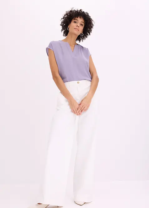 Ledig satinblus med &ouml;verskurna &auml;rmar, bonprix