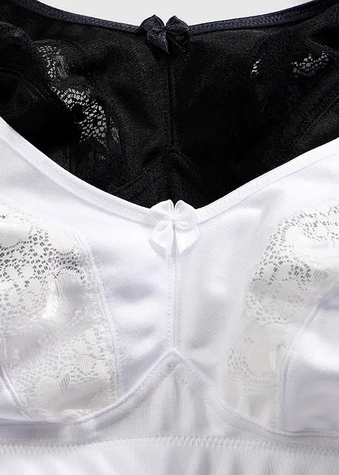 Avlastande BH utan bygel, med vadderade axelband (2-pack), bonprix