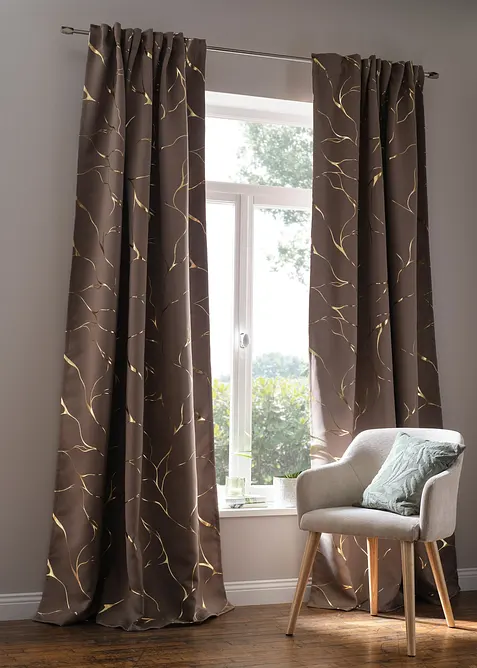 M&ouml;rkl&auml;ggande gardinl&auml;ngd med glansigt m&ouml;nster (1-pack), bonprix