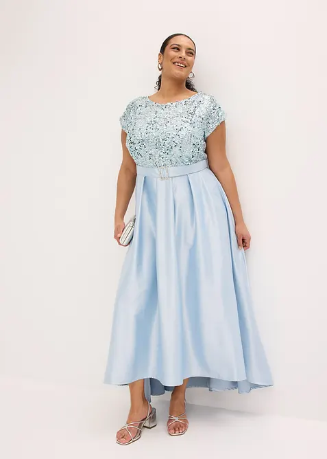 Maxikl&auml;nning i gl&auml;nsande satin med paljetter, bonprix