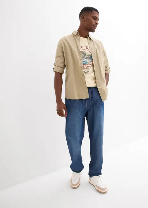 Dra p&aring;-jeans i somrig denim, klassisk passform (2-pack), bonprix