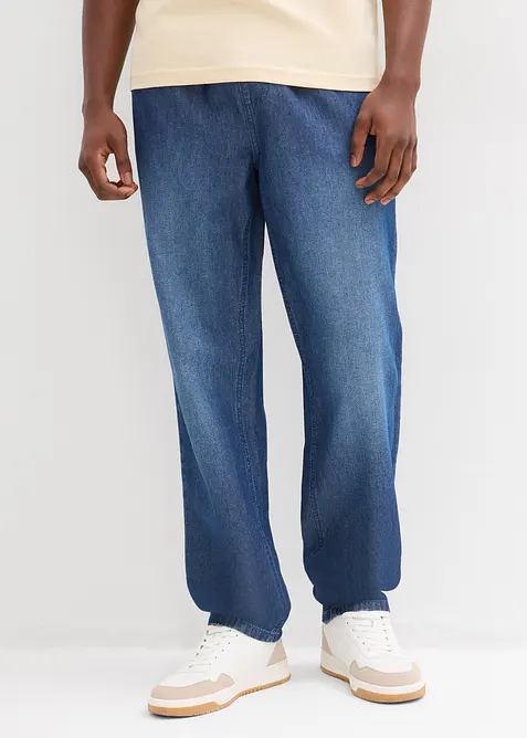 Dra p&aring;-jeans i somrig denim, klassisk passform (2-pack), bonprix