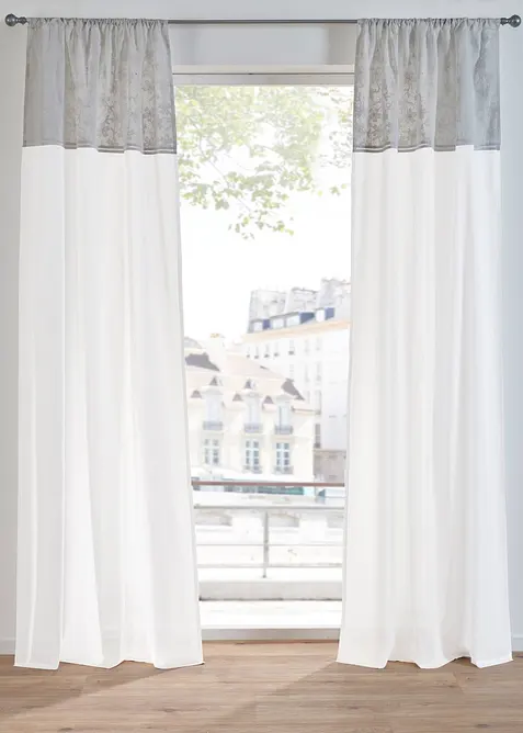 Gardinl&auml;ngd med broderi i ekologisk bomull (1-pack), bonprix