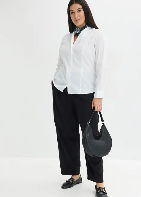 Poplinblus med st&aring;krage och stretch, bonprix