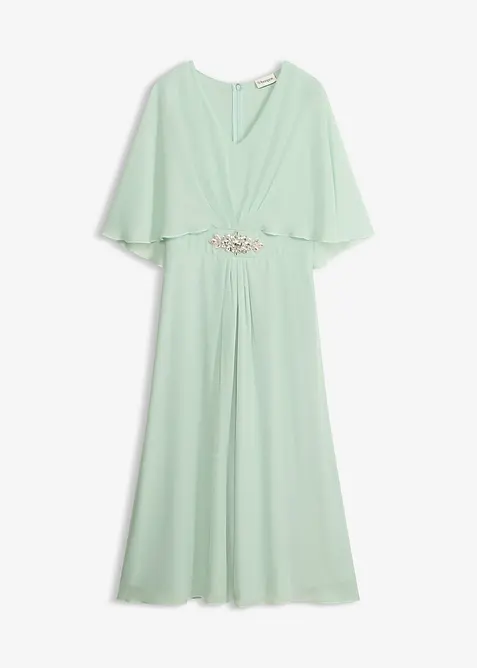 Mellanl&aring;ng kl&auml;nning i chiffong med strassapplikation, bonprix