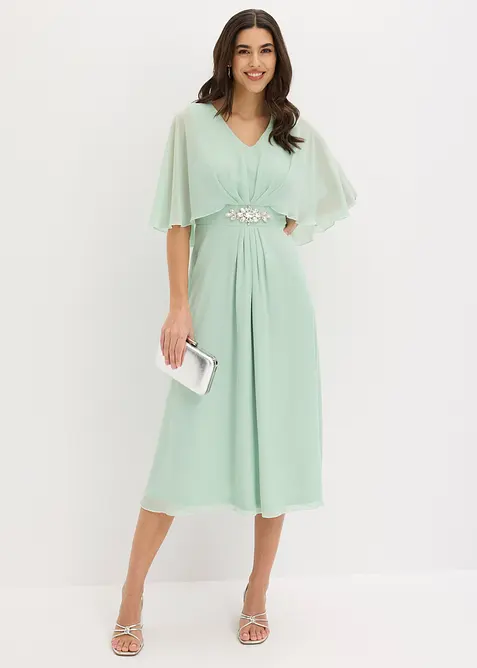 Mellanl&aring;ng kl&auml;nning i chiffong med strassapplikation, bonprix