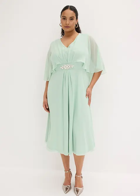 Mellanl&aring;ng kl&auml;nning i chiffong med strassapplikation, bonprix