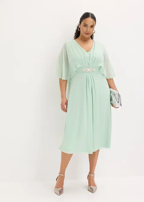 Mellanl&aring;ng kl&auml;nning i chiffong med strassapplikation, bonprix