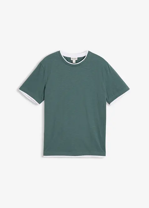 T-shirt av slubbgarn med 2-i-1-look, bonprix