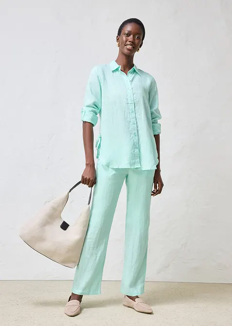 Skjortblus i linne, bonprix