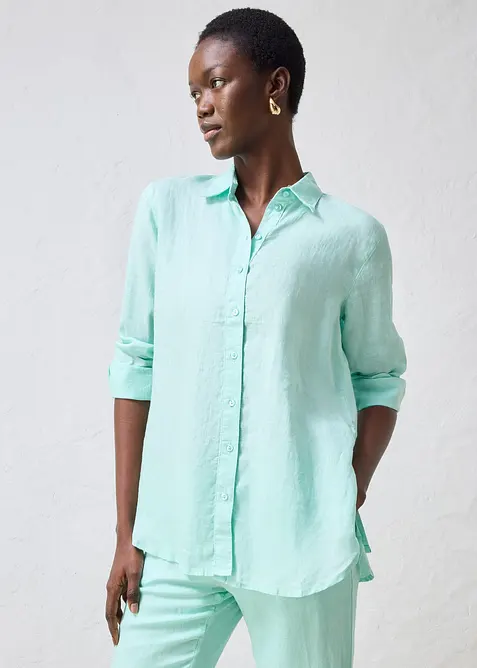 Skjortblus i linne, bonprix
