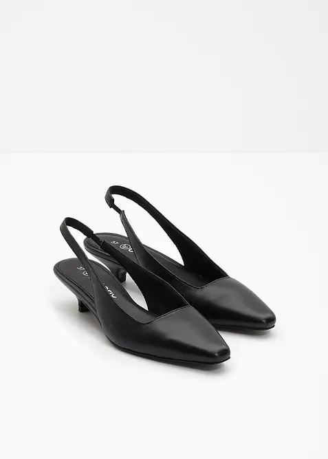 Slingbackpumps i skinn, bonprix