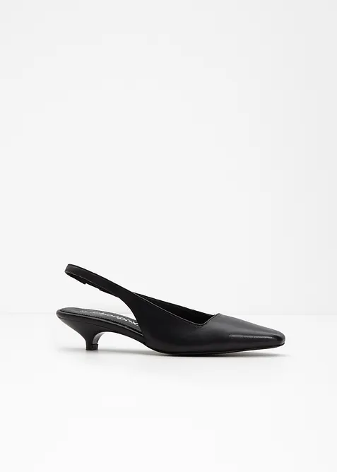 Slingbackpumps i skinn, bonprix