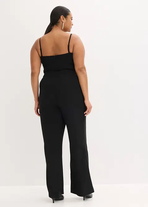 Jumpsuit i kr&auml;pp med struktur och med p&auml;rlbroderi, bonprix