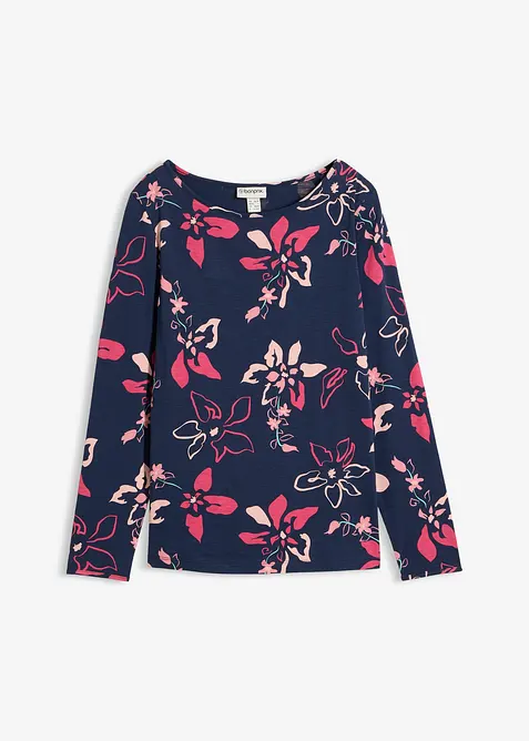 L&aring;ng&auml;rmad topp med blomm&ouml;nster, bonprix