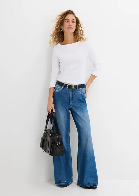 L&aring;ng&auml;rmad topp i ren ekologisk bomull, bonprix