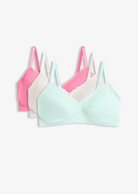 BH med bomull, utan bygel (3-pack), bonprix