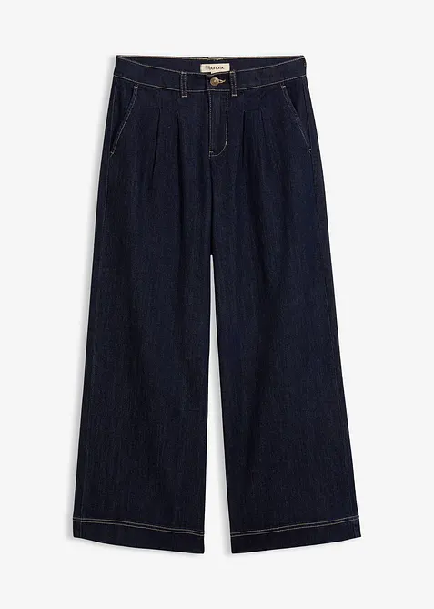Wide Leg Jeans High Waist, med bekv&auml;m midja, bonprix