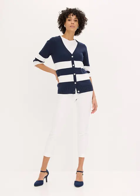 Randig bomullscardigan, bonprix