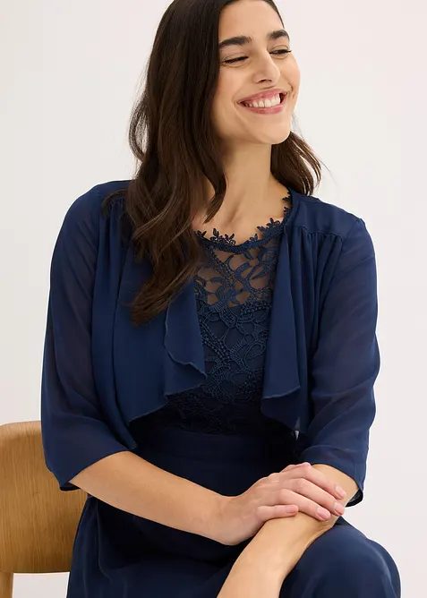 Chiffongbolero med &aring;tervunnen polyester, bonprix