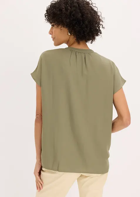 Kort&auml;rmad blus med dold knappsl&aring;, bonprix