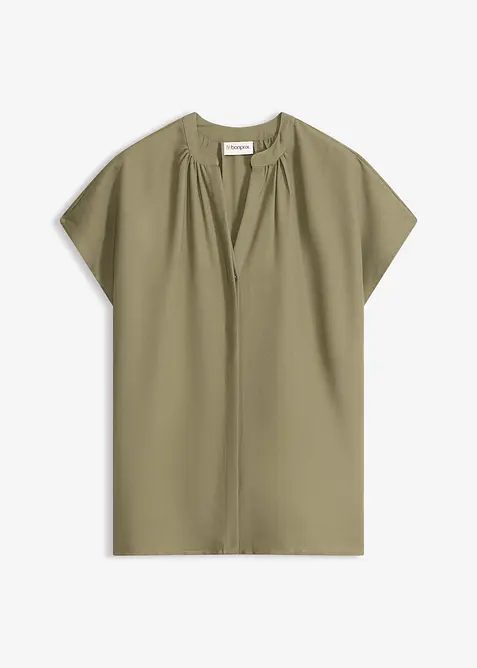 Kort&auml;rmad blus med dold knappsl&aring;, bonprix