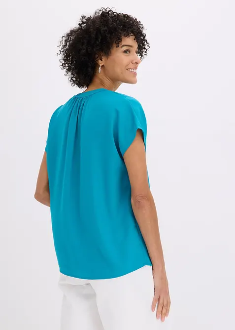 Kort&auml;rmad blus med dold knappsl&aring;, bonprix