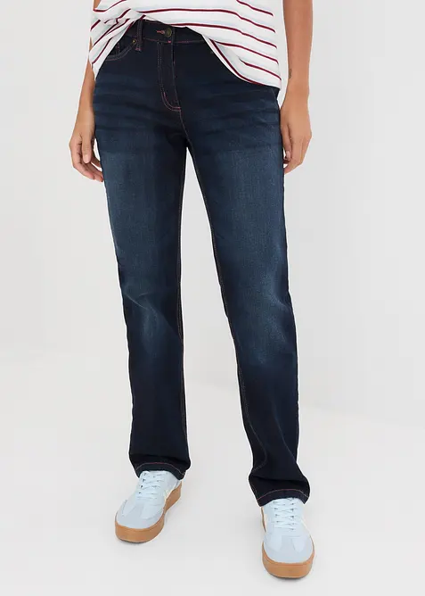 Straight Jeans Mid Waist, med bekv&auml;m midja, bonprix