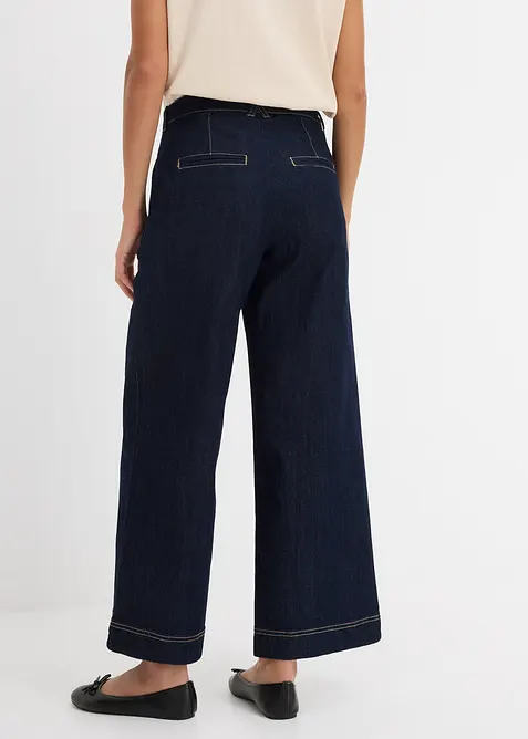 Wide Leg Jeans High Waist, med bekv&auml;m midja, bonprix