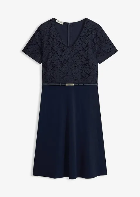 Minikl&auml;nning med spets och sk&auml;rp, bonprix