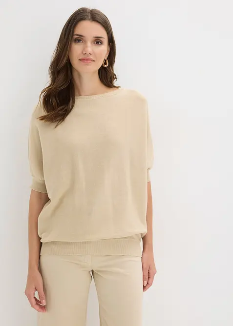 Finstickad tr&ouml;ja av bomullsmix, bonprix