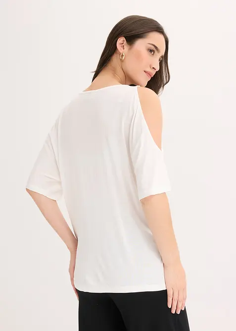 Cold shoulder-topp av viskos, bonprix