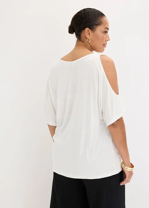 Cold shoulder-topp av viskos, bonprix