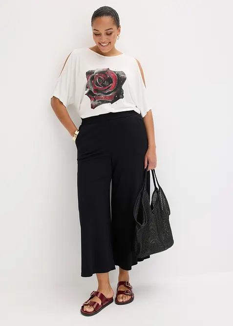 Cold shoulder-topp av viskos, bonprix