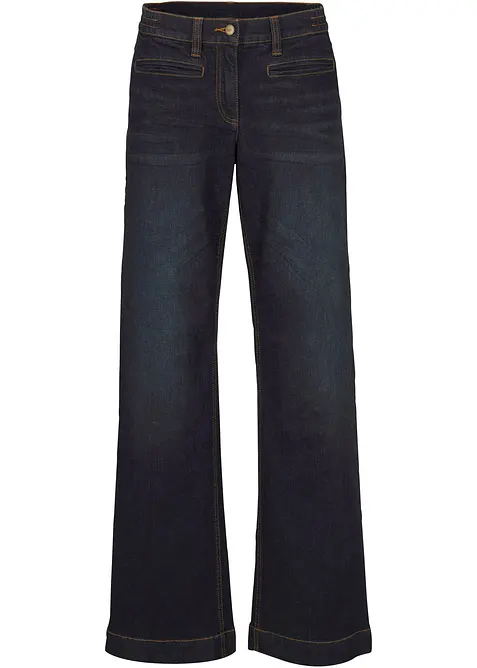 Wide Leg Jeans Mid Waist, med bekv&auml;m midja, bonprix