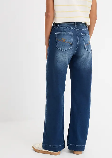 Wide Leg Jeans Mid Waist, med bekv&auml;m midja, bonprix