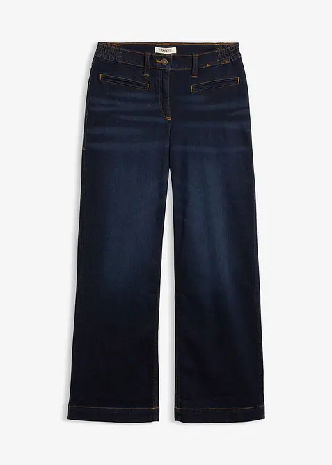 Wide Leg Jeans Mid Waist, med bekv&auml;m midja, bonprix