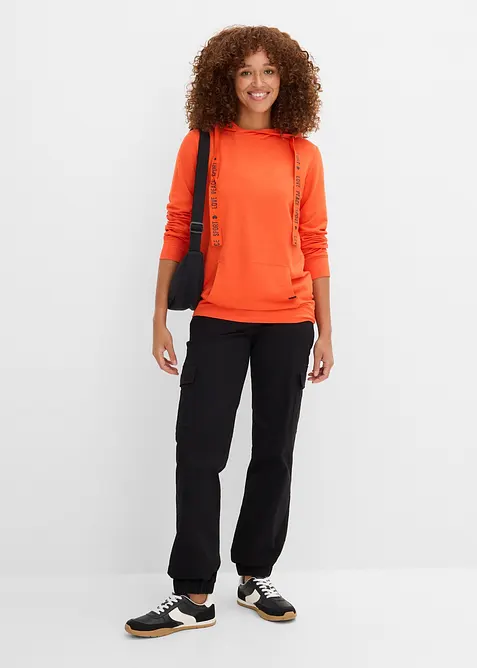 Sweatshirt med huva i mjuk viskosmix, bonprix