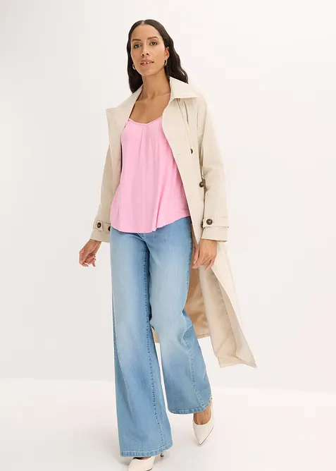 F&ouml;ljsamt viskoslinne med smala axelband, bonprix