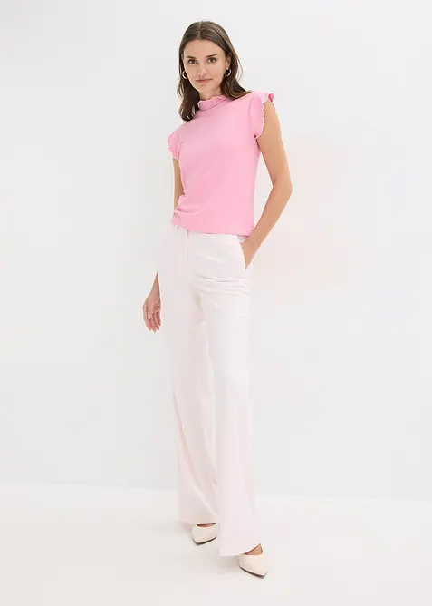 Ribbstickad topp av viskosmix, bonprix