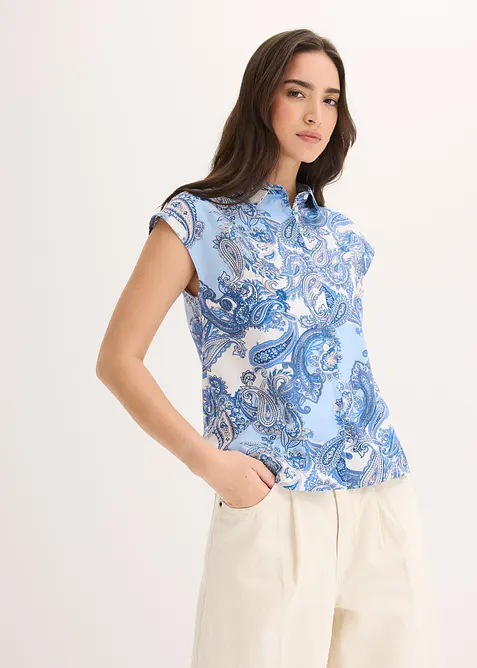 M&ouml;nstrad blus av viskos med mjukt fall, bonprix