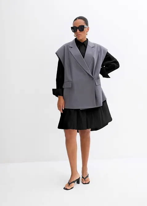 Skjortkl&auml;nning av ren bomull med ballongavslut, bonprix