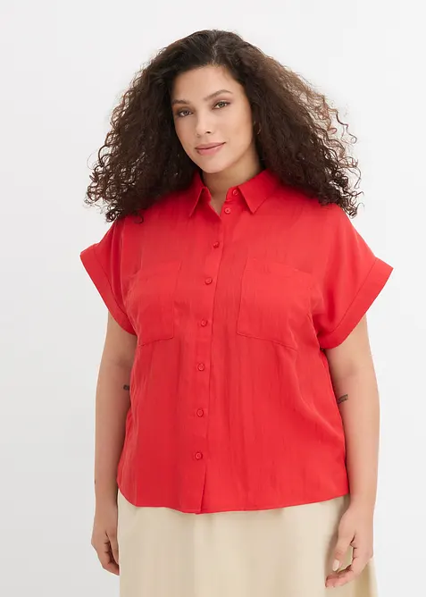 Skjortblus i f&ouml;ljsam lyocellmix, bonprix