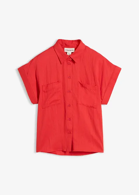 Skjortblus i f&ouml;ljsam lyocellmix, bonprix