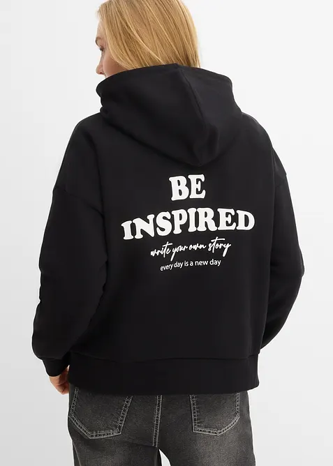 Oversizesweatshirt med huva i mjuk bomullsblandning, bonprix