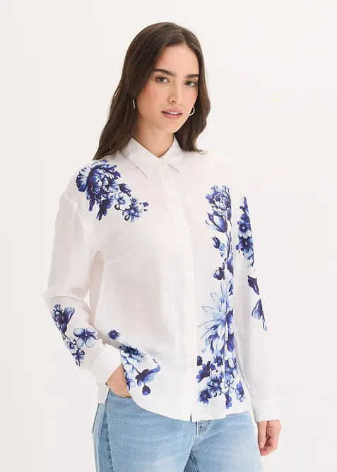 Blus av viskosmix med mjukt fall, bonprix