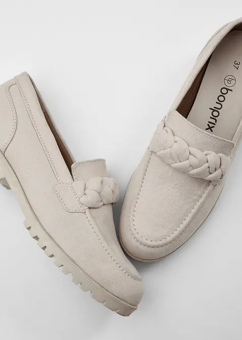 Kraftiga loafers med fl&auml;tade remmar, bonprix
