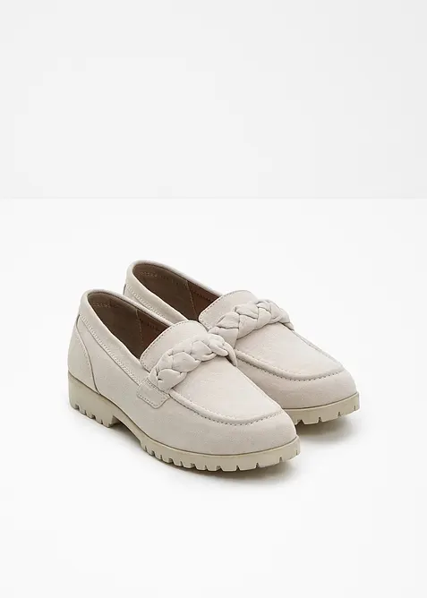 Kraftiga loafers med fl&auml;tade remmar, bonprix